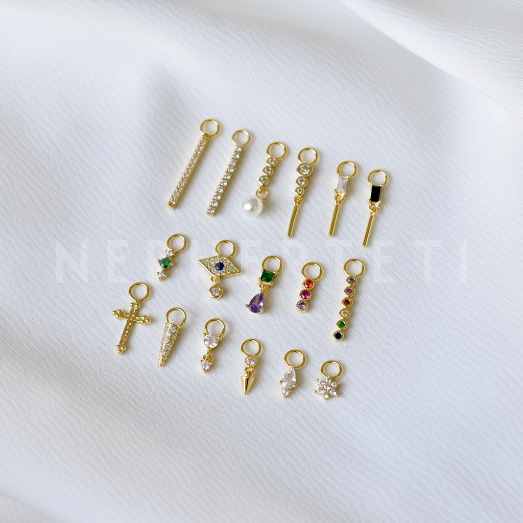 Khuyên tai bạc 925 mini - Charm lẻ mix đa dạng không bao gồm khoen  - Nepherteti
