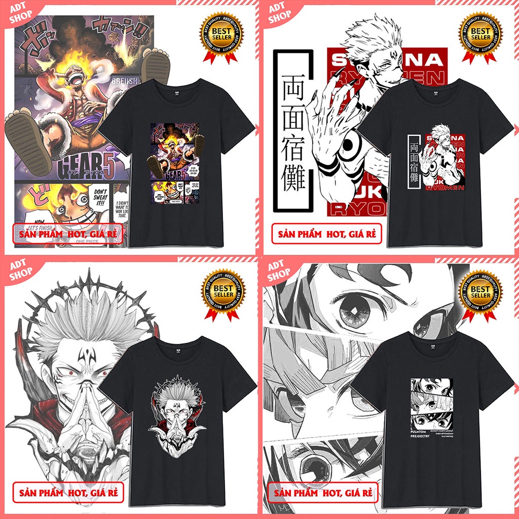 Top 4 Áo phông anime Jujutsu Kaisen - Ryomen Sukuna - Luffy Gear 5 One Piece - Kimetsu No Yaiba độc đẹp giá rẻ