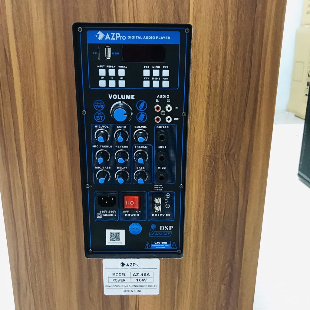 Loa kéo chính hãng AZPO AZ-16-A bass 40-3 Đường tiếng mẫu mới 10 núm chỉnh có Reverb,thùng gỗ cao cấp,kèm 2 mic kim loại