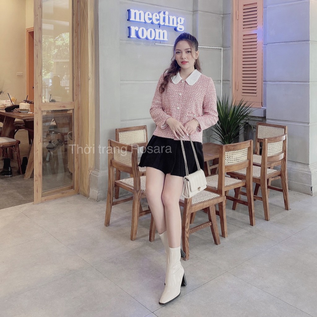 Áo dạ tweed màu hồng Rosara A535 | BigBuy360 - bigbuy360.vn