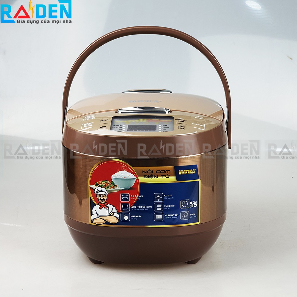 Nồi cơm điện tử 1.8L Matika MTK-RC1885 nhiều chức năng nấu, hẹn giờ, giữ ấm cơm