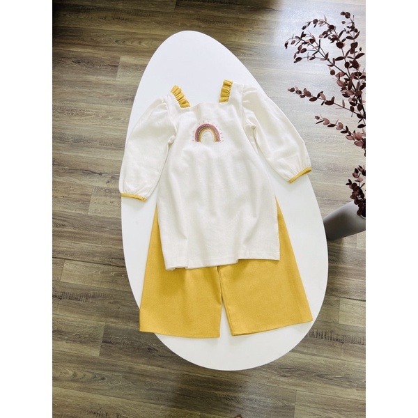 BADT010 Áo dài bé gái - chất liệu linen thêu tay - từ 1-6 tuổi