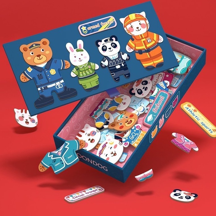 ĐỒ CHƠI GHÉP HÌNH GẤU THAY ÁO CÓ NAM CHÂM GIÚP BÉ PHÁT TRIỂN TƯ DUY (BẢNG 2 MẶT )