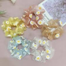 Dây buộc tóc Scrunchies hoa cúc HARIQUEEN