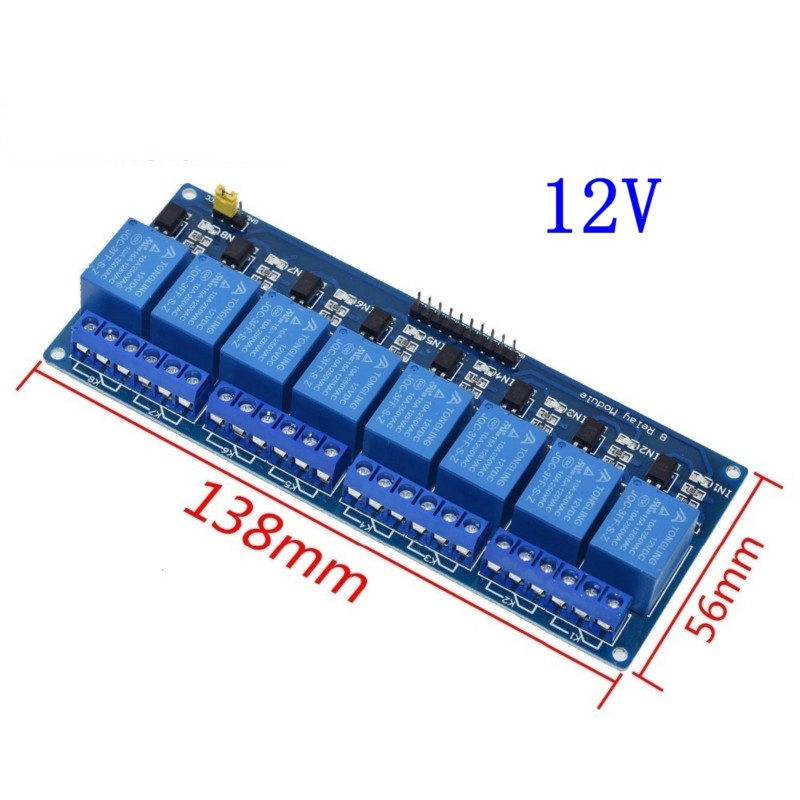 Mô đun rơ le 8 Kênh 5V 12V với khiên chắn cách ly quang