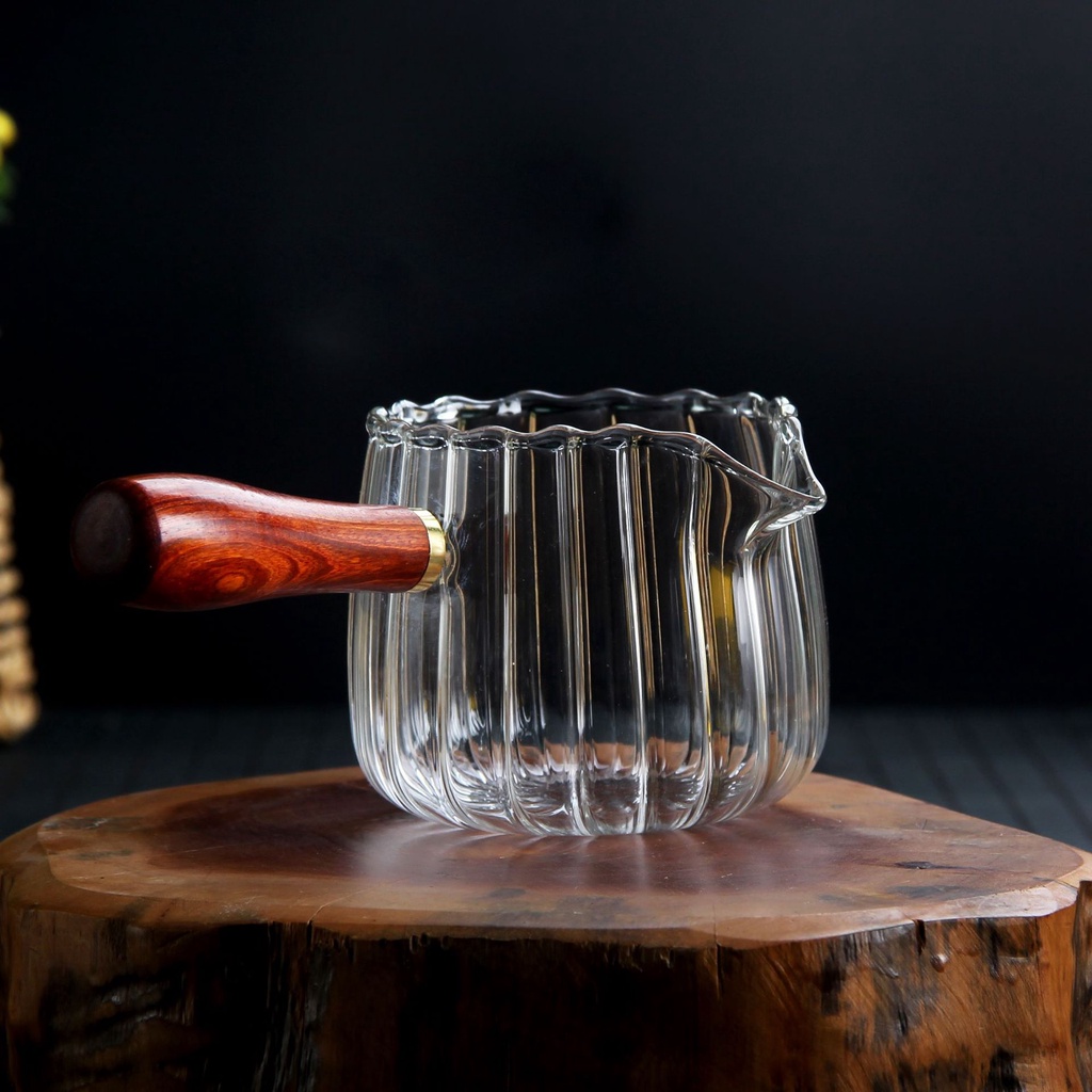 Tống chuyên trà thủy tinh Borosilicate chịu nhiệt cao cấp (Cán gỗ chắc chắn)