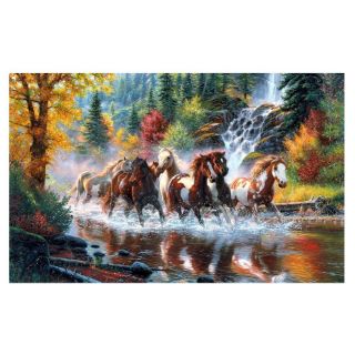 Tranh phong thủy ngựa phi nước đại đính đá 5D_chưa đính