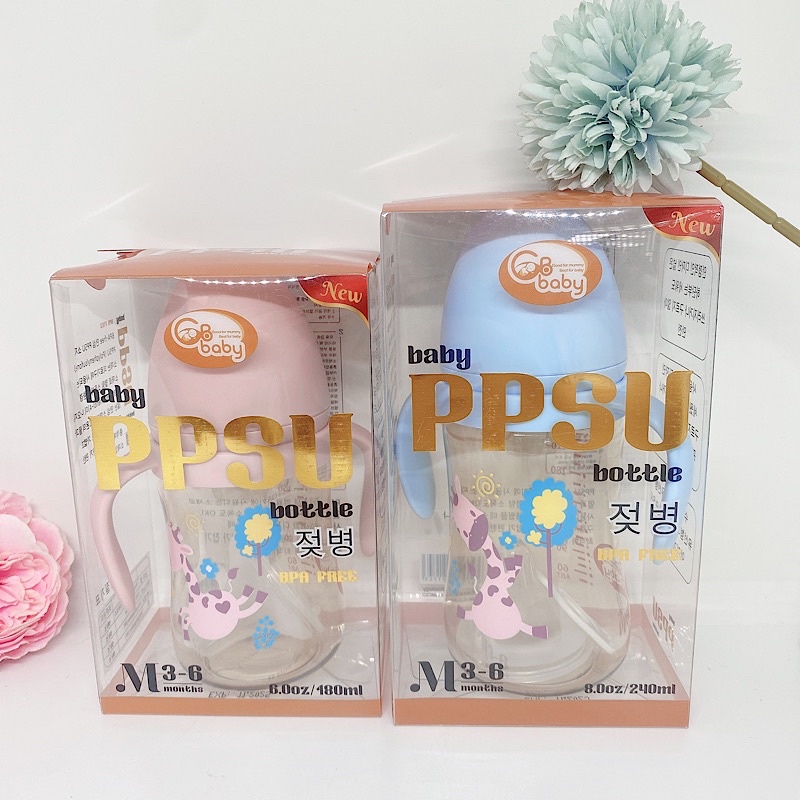 💖CHÍNH HÃNG💖 BÌNH SỮA PPSU GB-BABY CÓ TAY CẦM HÌNH THÚ NGỘ NGHĨNH ( 180ML-240ML)🍀🍀🍀