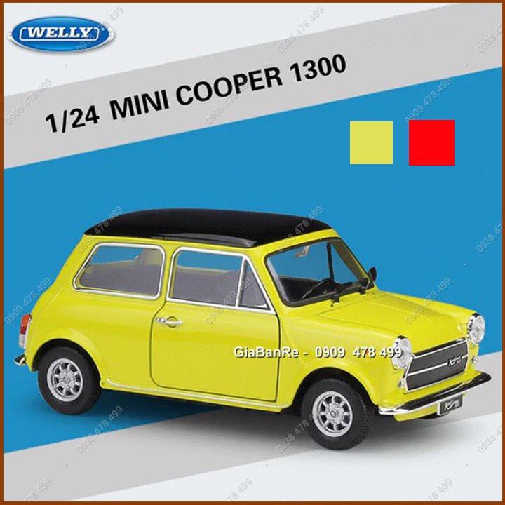 Xe Mô Hình Kim Loại Mini Cooper 1300 Classic - Tỉ Lệ 1:24 - Welly - Vàng - 8410.1