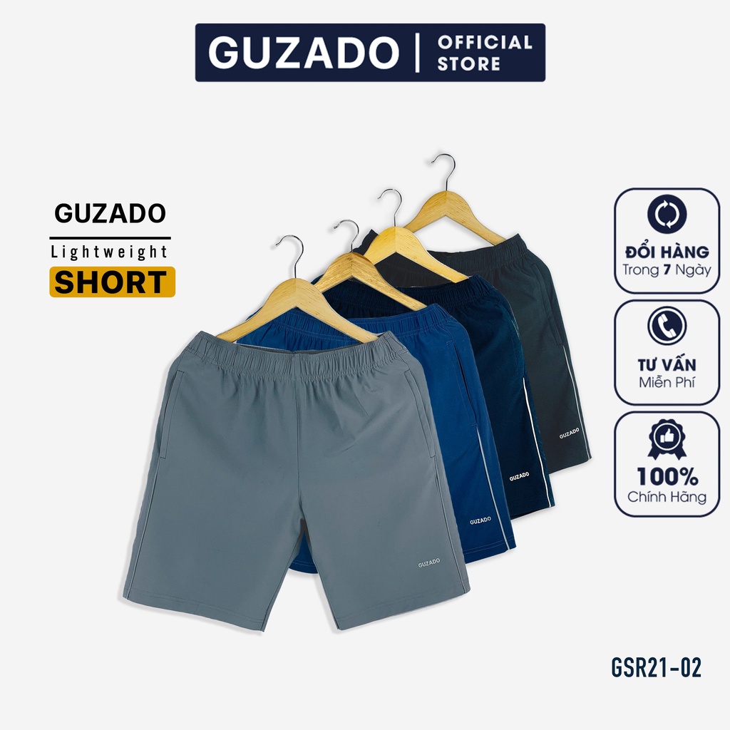 Quần đùi nam GUZADO, dáng short, vải gió mềm, co giãn tốt, vận động thoải mái GSR02