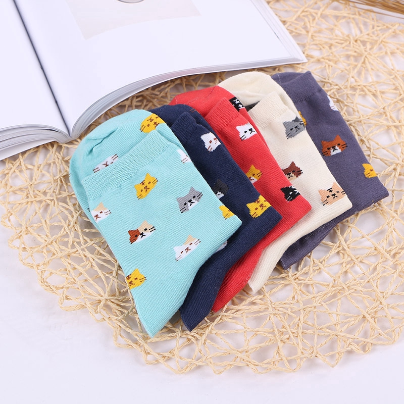 Cặp tất chân nữ vải cotton họa tiết hoạt hình (5 màu lựa chọn)
