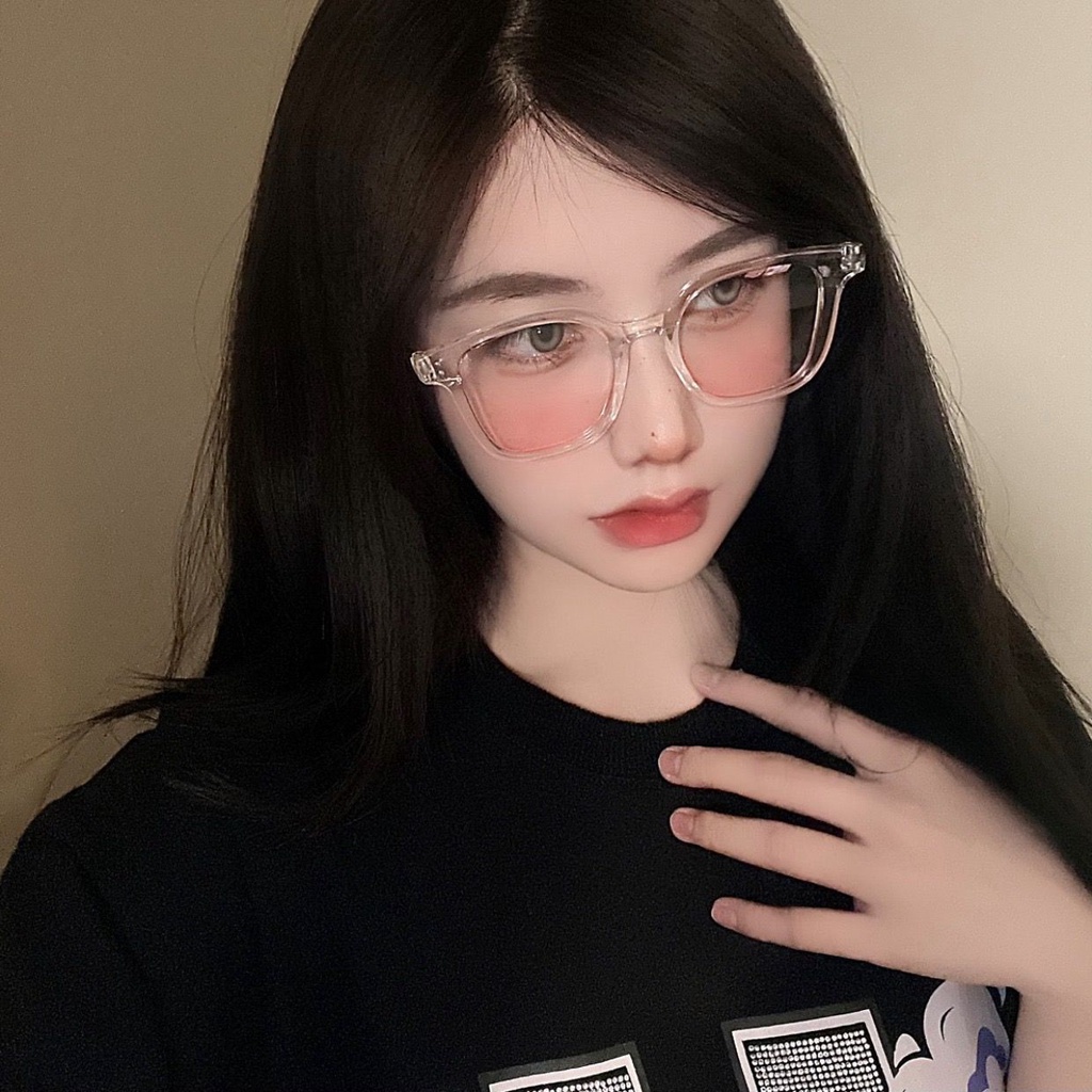 Mắt kính má hồng nữ giả cận mát thời trang phong cách Ulzzang Hottrend 2023 chống tia UV gọng kính cận 091
