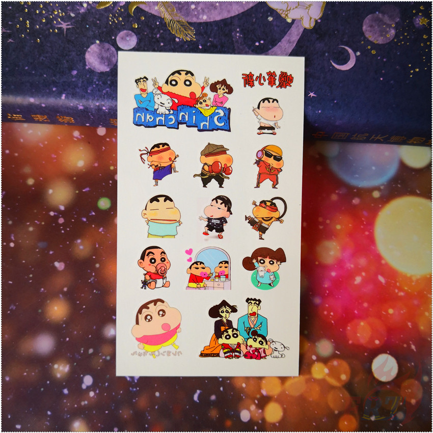 Miếng Dán Hình Xăm Tạm Thời Chống Thấm Nước Họa Tiết Shin Cậu Bé Bút Chì