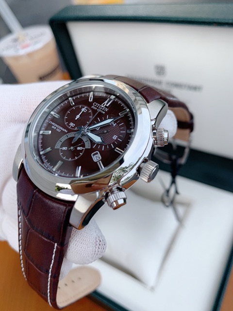 Đồng hồ nam dây da Citizen AT0550-11X Eco-drive 6 kim Chronograph chính hãng