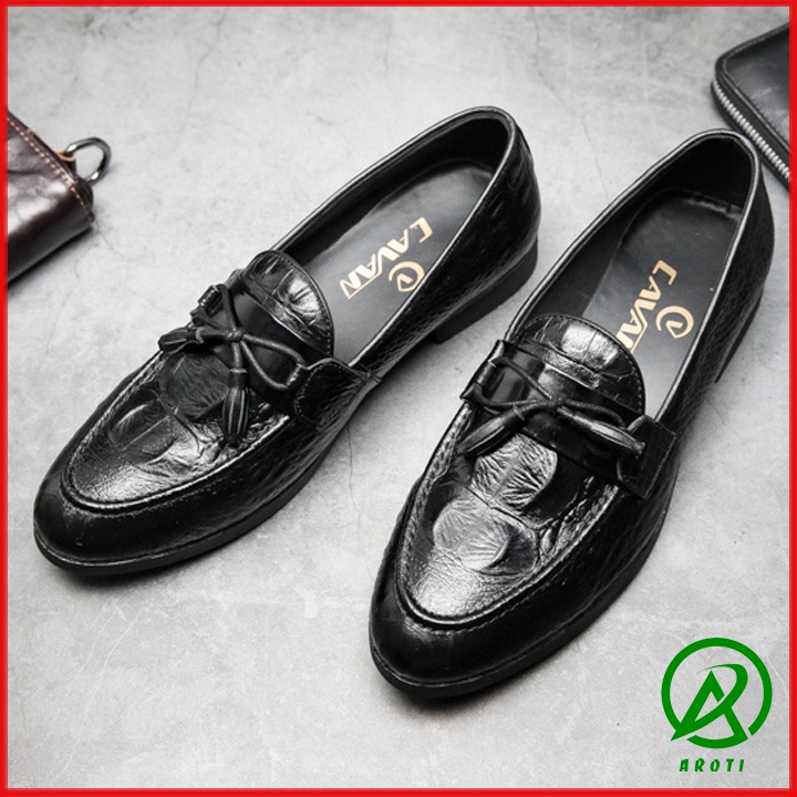 Thanh Lý Giày Lười Nam Chuông Trơn Da Nam Màu Nâu Đen