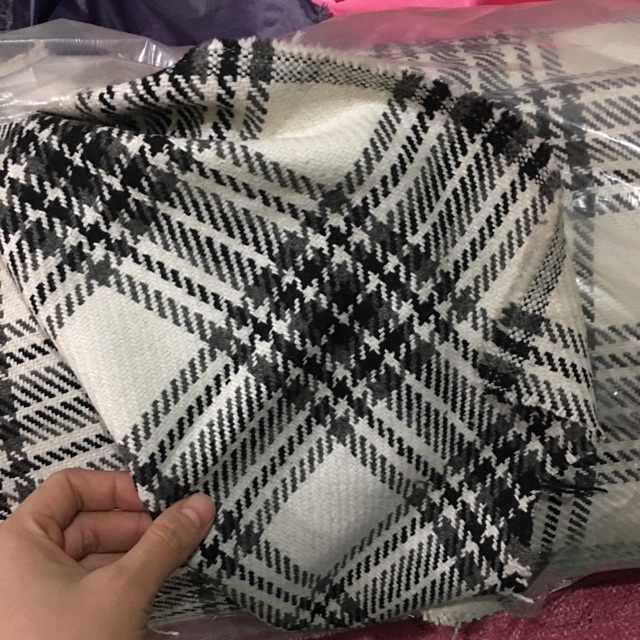 Vải dạ text kẻ đen trắng