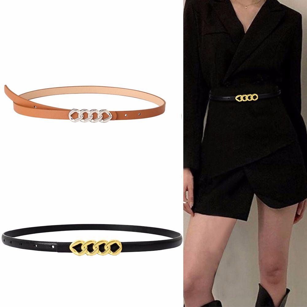 Thắt Lưng Da PU WMES15H Khóa Kim Loại Kiểu Dáng Đơn Giản Phong Cách Vintage