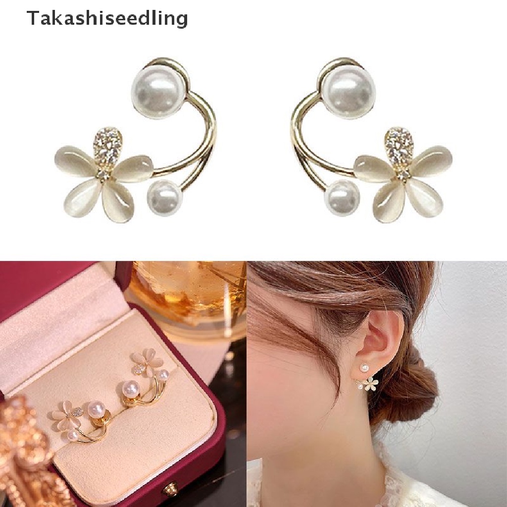 (Takashiseedling) Hoa Tai Đinh Tán Kim Loại Hình Hoa Ngọc Trai Cổ Điển Thanh Lịch Thời Trang Xuân Hè Cho Nữ Bán Chạy