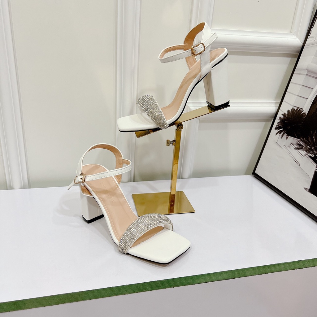 Sandal quai hậu bản xoàn gót vuông cao 9 phân chất da chuẩn đẹp mẫu mới Siêu Hot đi chơi đi làm cực xinh