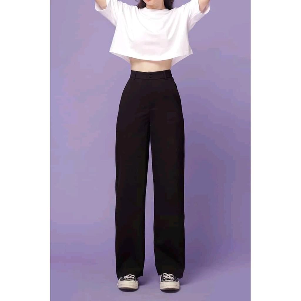 Quần vải ống suông dài lưng cao nữ | BigBuy360 - bigbuy360.vn