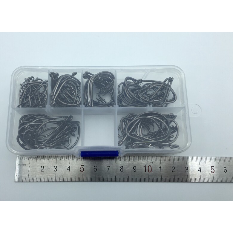 Hộp 120 Lưỡi Câu Hình Bạch Tuộc Đen Cỡ 7381 Kèm Hộp Đựng # 1#-5/0#