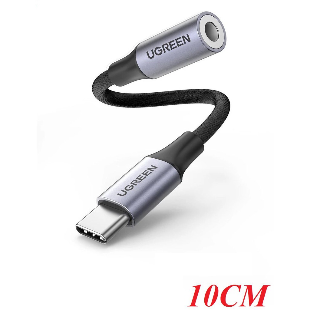 Ugreen 80154 10cm màu xám bộ chuyển USB type C ra 3.5mm Headphone audio hỗ trợ điện thoại samsung mớ