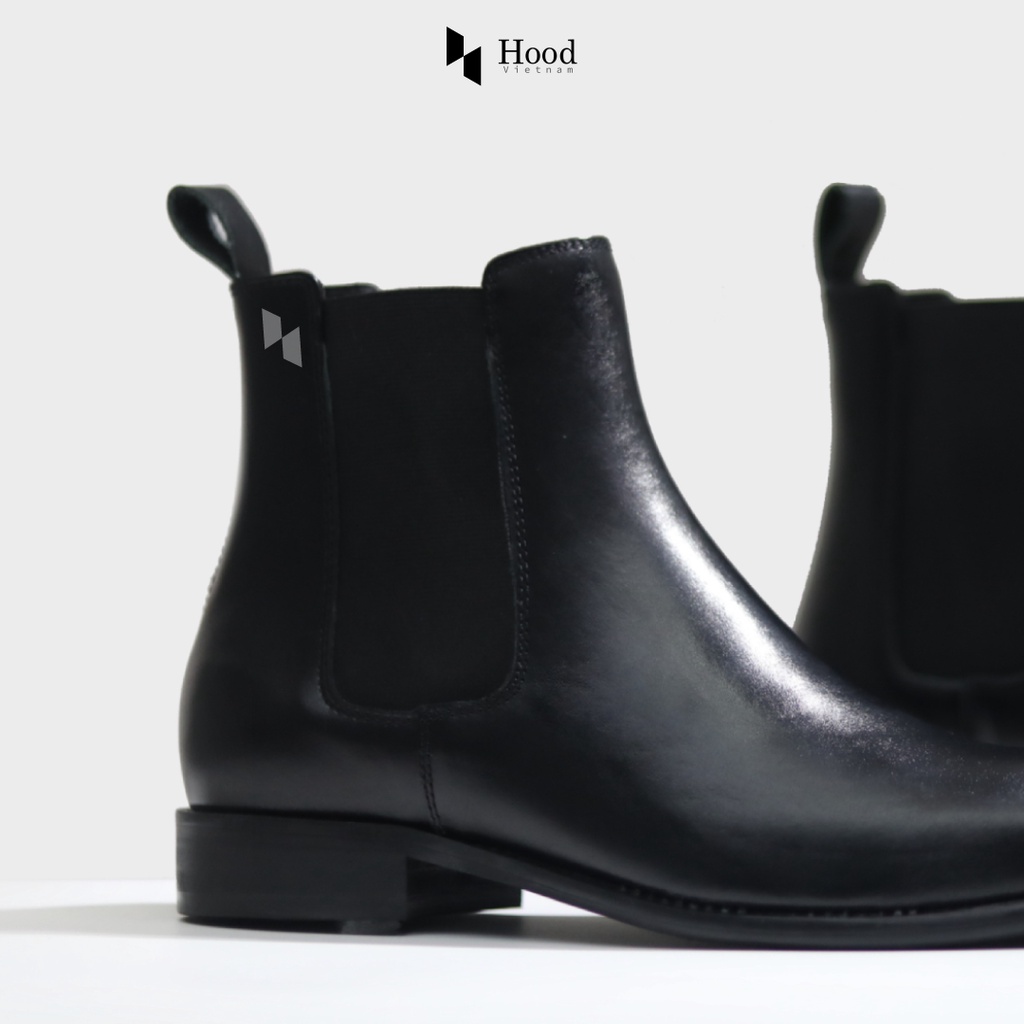 Giày Chelsea Boot Hood - Da bò nguyên tấm & Đế fip gỗ cao 3cm - Bảo hành 12 tháng