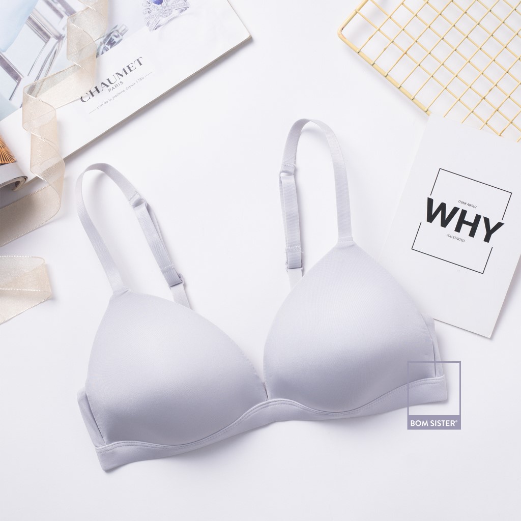 Áo lót mút mỏng không gọng thun lạnh màu trơn nâng ngực tự nhiên BOM SISTER MU9919 | BigBuy360 - bigbuy360.vn