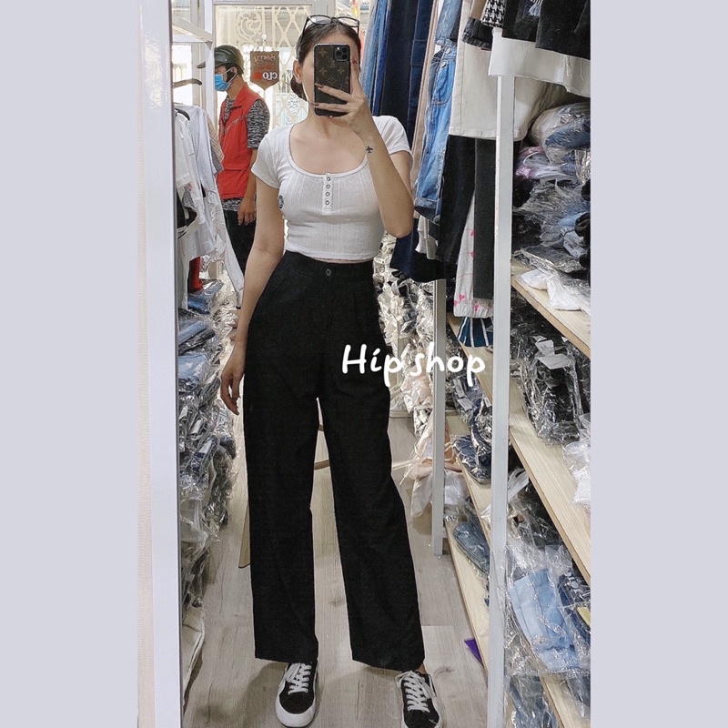 Quần tây suông lưng cao trên rốn form chuẩn (Hình thật ) | BigBuy360 - bigbuy360.vn