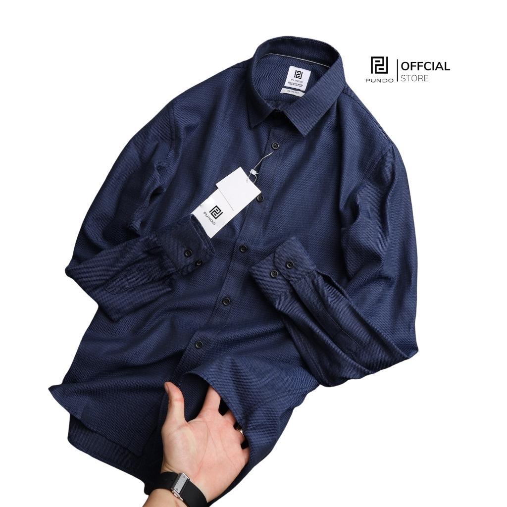 Áo sơ mi nam dài tay PUNDO cổ bẻ 4 màu basic chất cotton đũi cao cấp ASMPD50