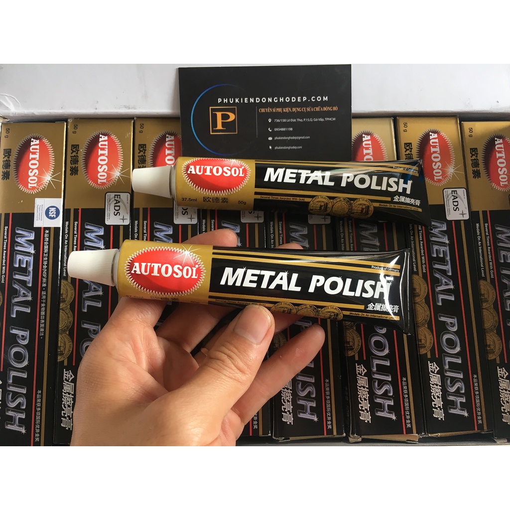 Autosol Metal Polish 50g Kem đánh bóng làm mới kim loại, dây đồng hồ, inox, nhôm