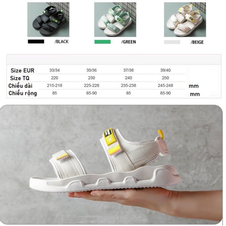 Sandal nữ ANNA 2 quai dán, chất da mềm và êm chân,Giày sandal nữ đế, dép quai ulzzang học sinh
