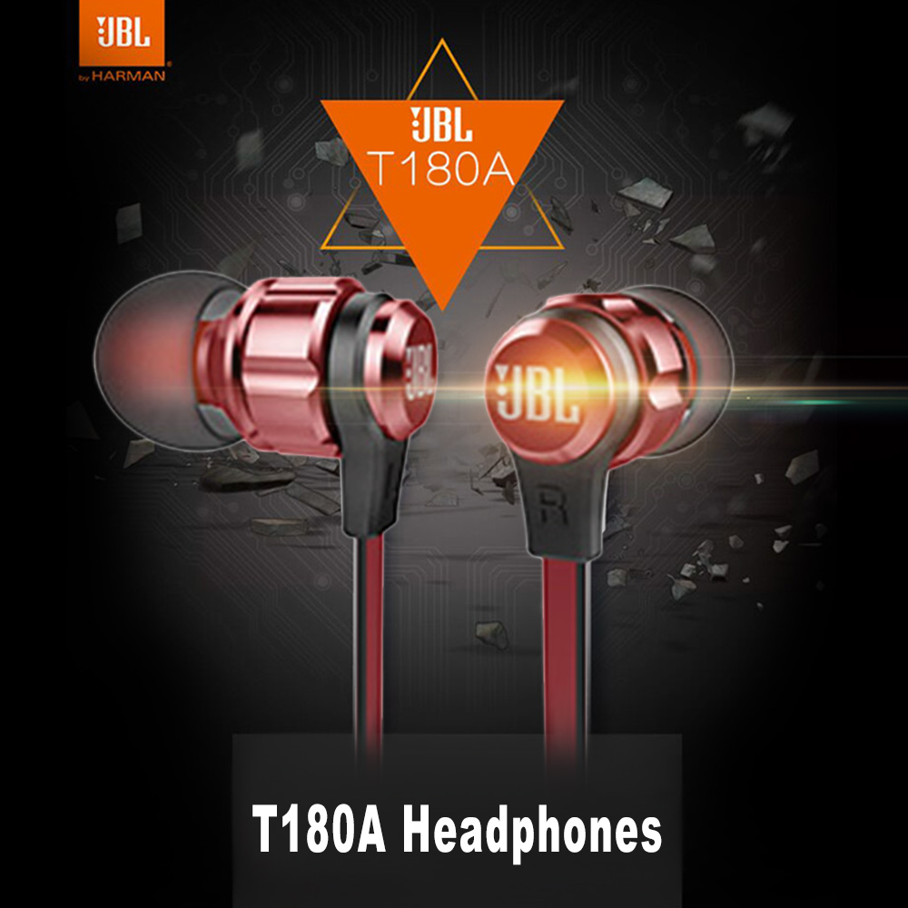 Tai nghe nhét tai JBL T180A có dây giắc cắm 3.5mm âm thanh trầm cho IOS IPhone Android Huawei Xiaomi Oppo Vivo Samsung