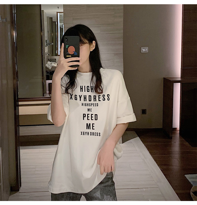 Áo thun ngắn tay in chữ thời trang mùa hè dành cho nữ