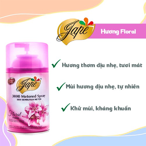 Nước Hoa Xịt Phòng Hương Tự Nhiên Jape Thơm Mát Dịu Nhẹ - Bình Refill (Lõi Thay Thế Máy Xịt Phòng) - 300ml