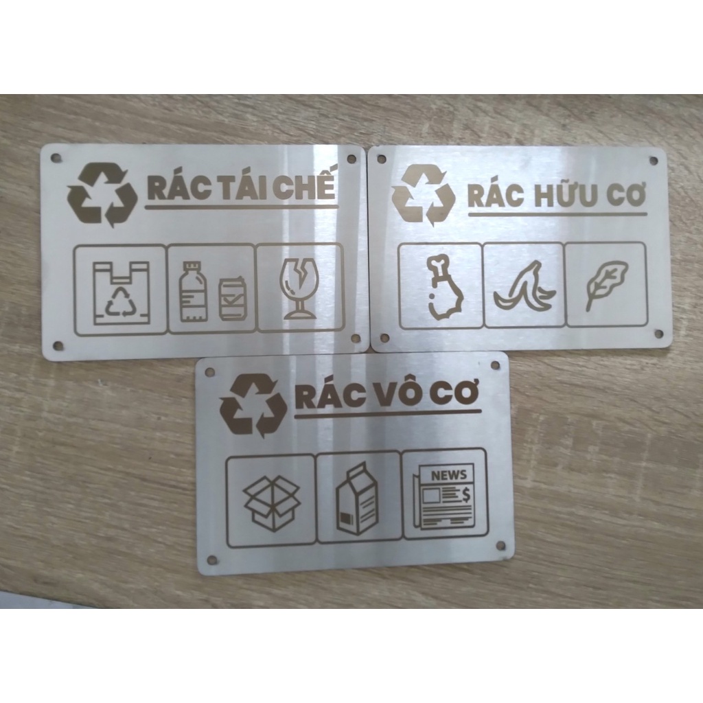 Tem phân loại rác thải inox