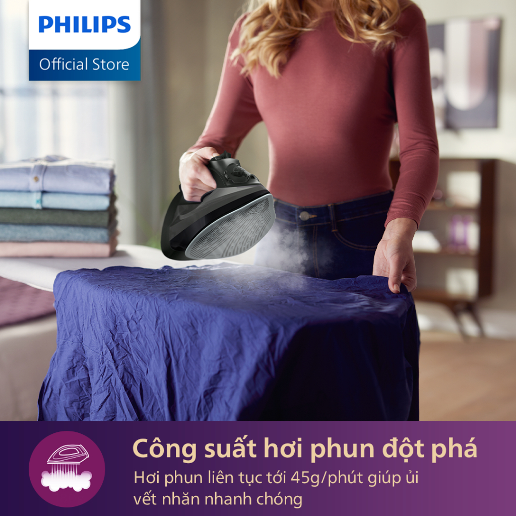 Bàn Ủi Hơi Nước Philips DST5040/80 |2600W| Mặt đế SteamGlide chống trày- Hàng Chính Hãng