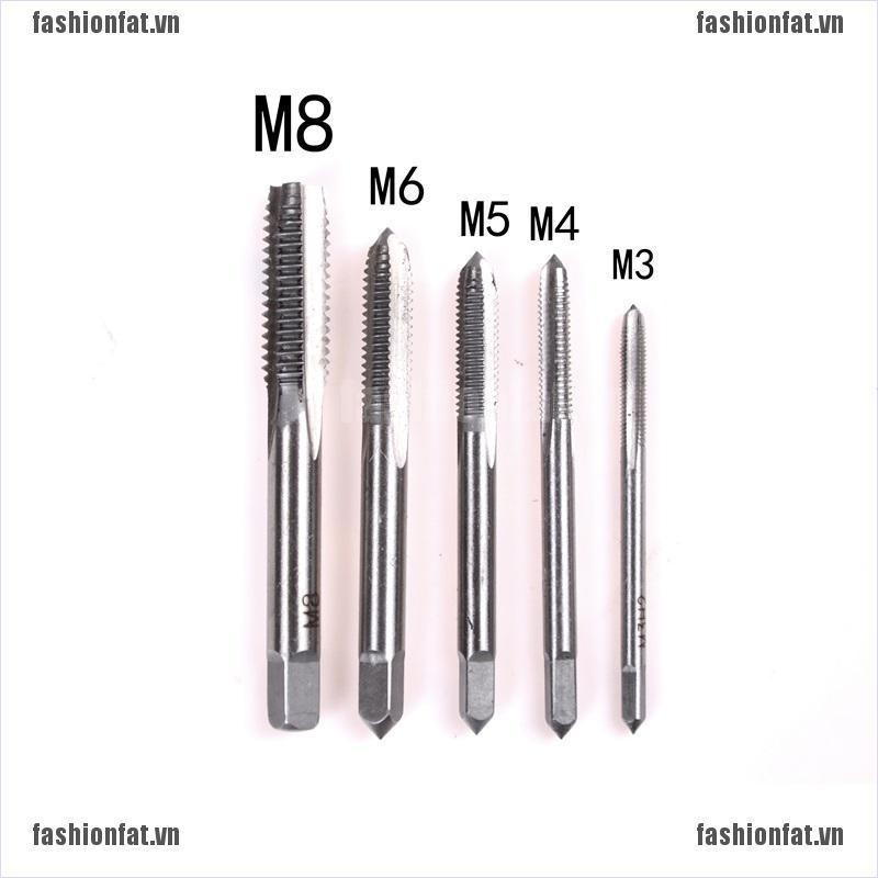 Set 5 mũi taro M3 M4 M5 M6 M8 ren xoắn thẳng 3mm-8mm