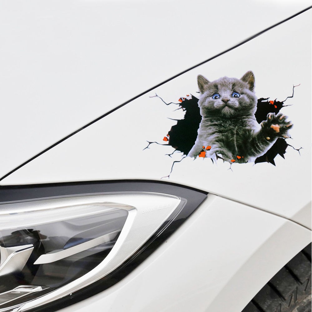 Sglink Miếng Dán Trang Trí Xe Hơi Hình Mèo Hoạt Hình Ba Chiều Dễ Thương