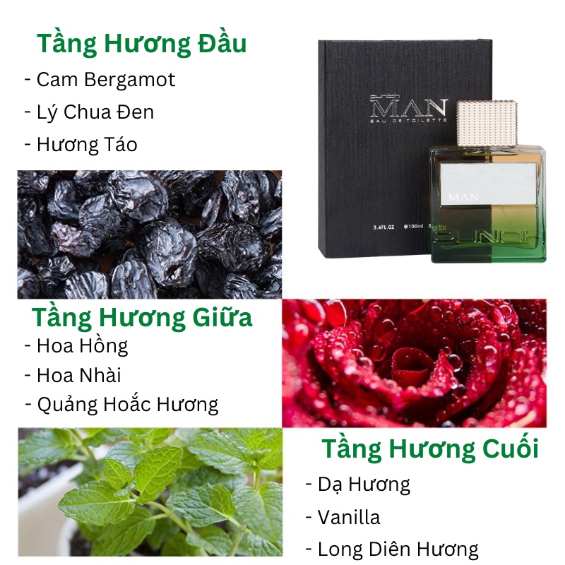 Nước hoa nam thơm lâu quyến rũ Punch Man hương thơm nam tính gợi cảm dạng xịt 100ml