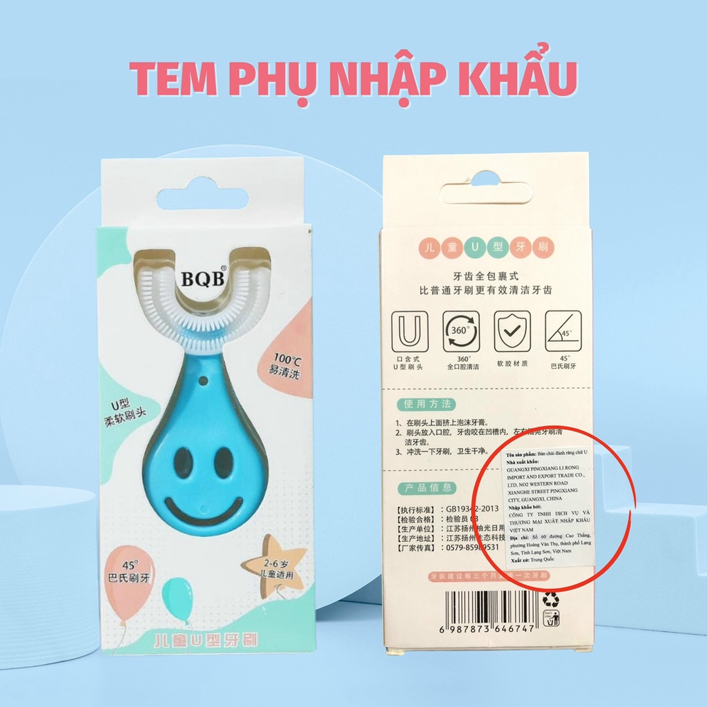 Bàn chải đánh răng  cho bé, bàn chải chữ U, sản phẩm cao cấp,an toàn cho trẻ nhỏ