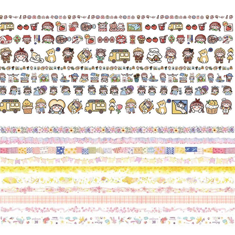 CHOOKEY Set 8 / 10 / 12 Cuộn Băng Keo Washi Họa Tiết Dễ Thương