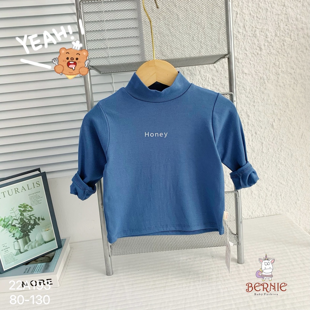 Áo cổ lọ tay dài unisex cho bé, áo cổ 3p cao cổ giữ ấm trơn màu basic dễ mặc Bernie (bảng bé trai)