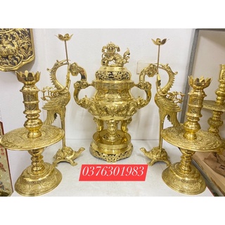 bộ đỉnh thờ Lư thờ bằng đồng nguyên chất cao 50cm ,bộ đỉnh thờ Tam sự , ngũ sự bằng đồng, bộ đỉnh đồng cao50cm