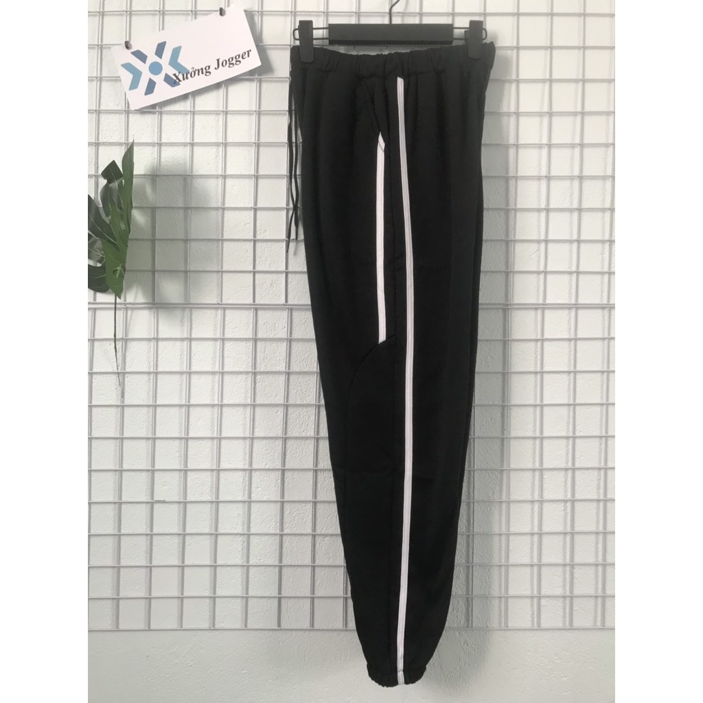 Quần nỉ thể thao, Quần jogger style kẻ sọc nhỏ dáng dài bo gấu hai màu đỏ đen co giãn thoải mái | BigBuy360 - bigbuy360.vn