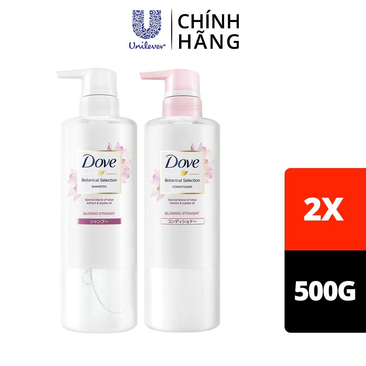 Combo Kem xả và dầu gội Nhật Dove Phục Hồi Tóc Hư Tổn chiết xuất Hoa Sen Nhật và Nước Gạo dưỡng tóc mềm mượt, óng ả 500g