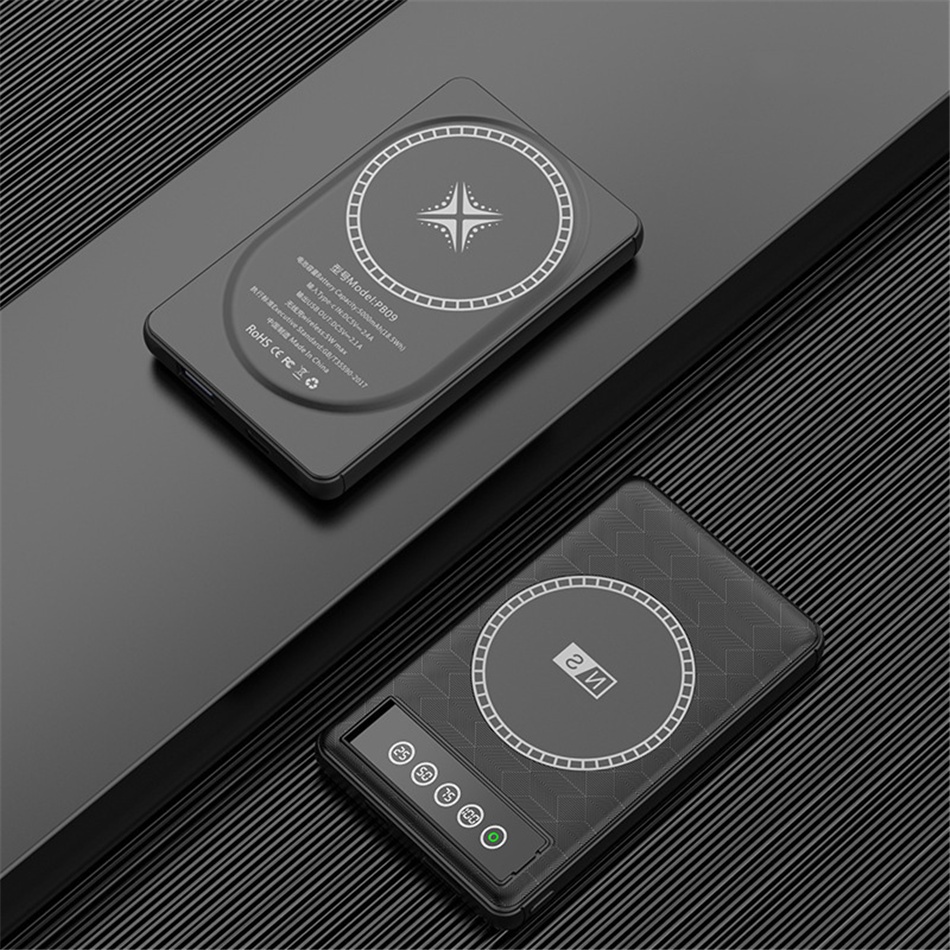 Sạc Dự Phòng ko dây 5000mAh Có Nam Châm Siêu Mỏng Cho táo 12 13 pro Max
