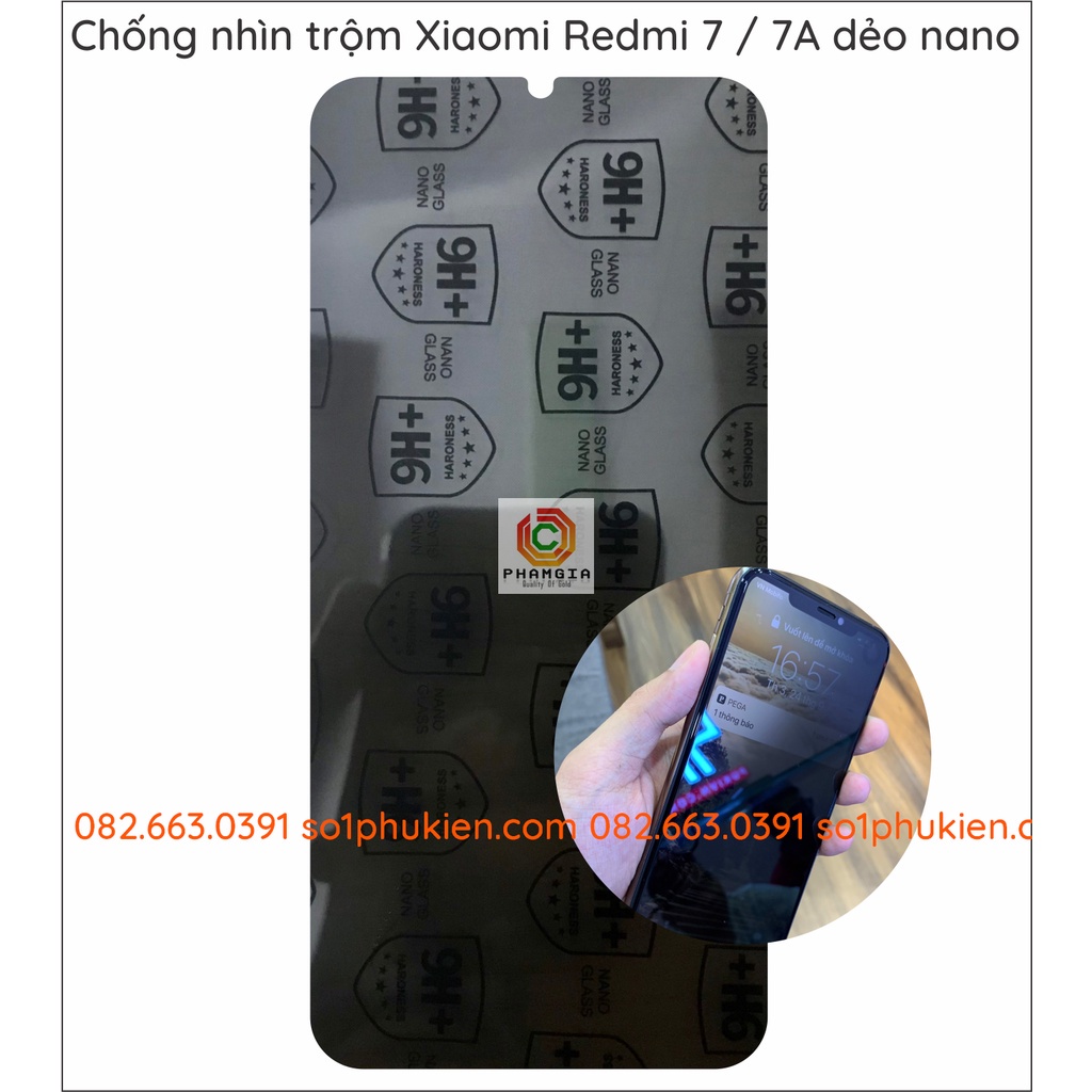 Dán cường lực chống nhìn trộm Xiaomi Redmi 4X / 4A / 5 / 5A / 5 plus / 6 / 6A / 6 pro / 7 / 7A dẻo nano
