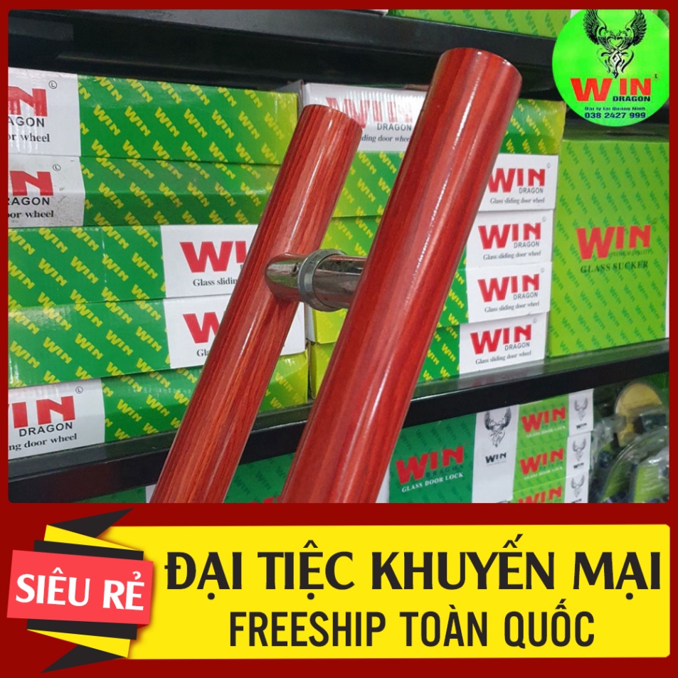 FreeShip Tay nắm cửa inox vân gỗ đỏ dài 1m 2022
