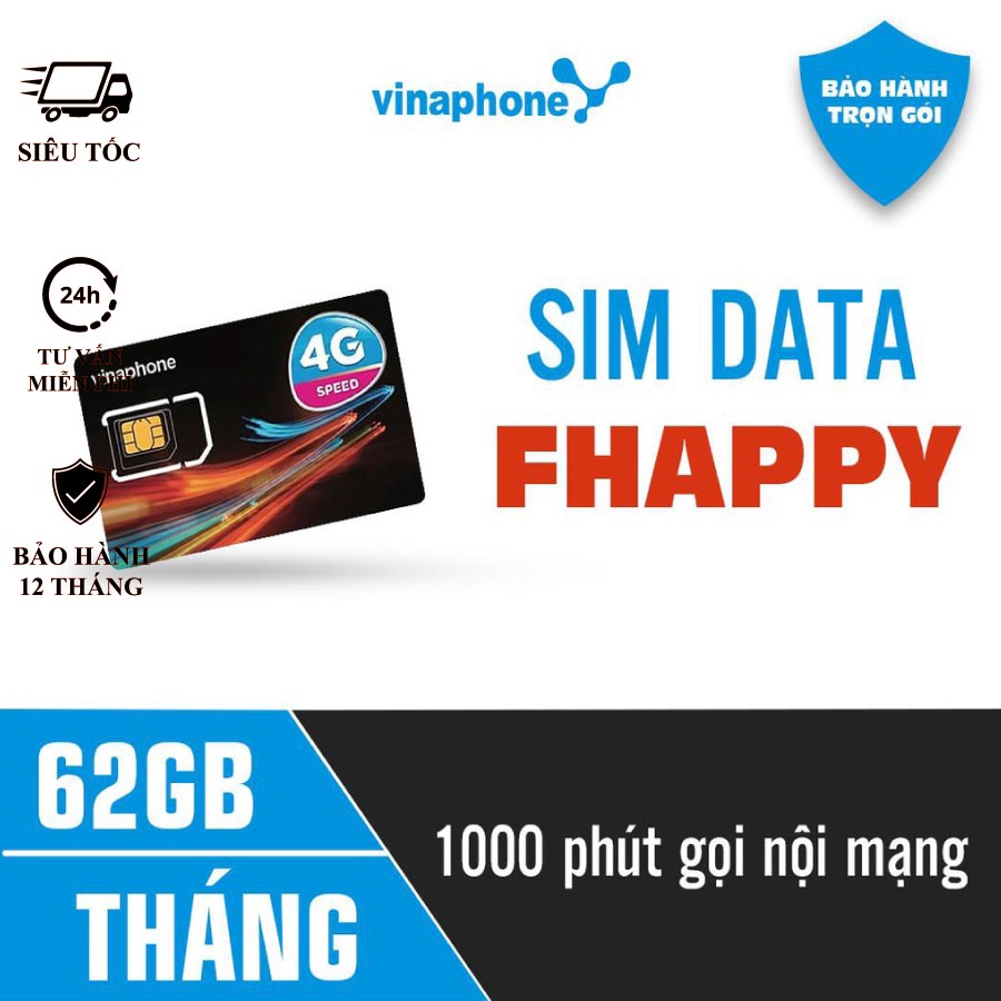 Sim 4G gói cước Fhappy 12 tháng miễn phí 2GB ngày + 1000 phút gọi nội mạng
